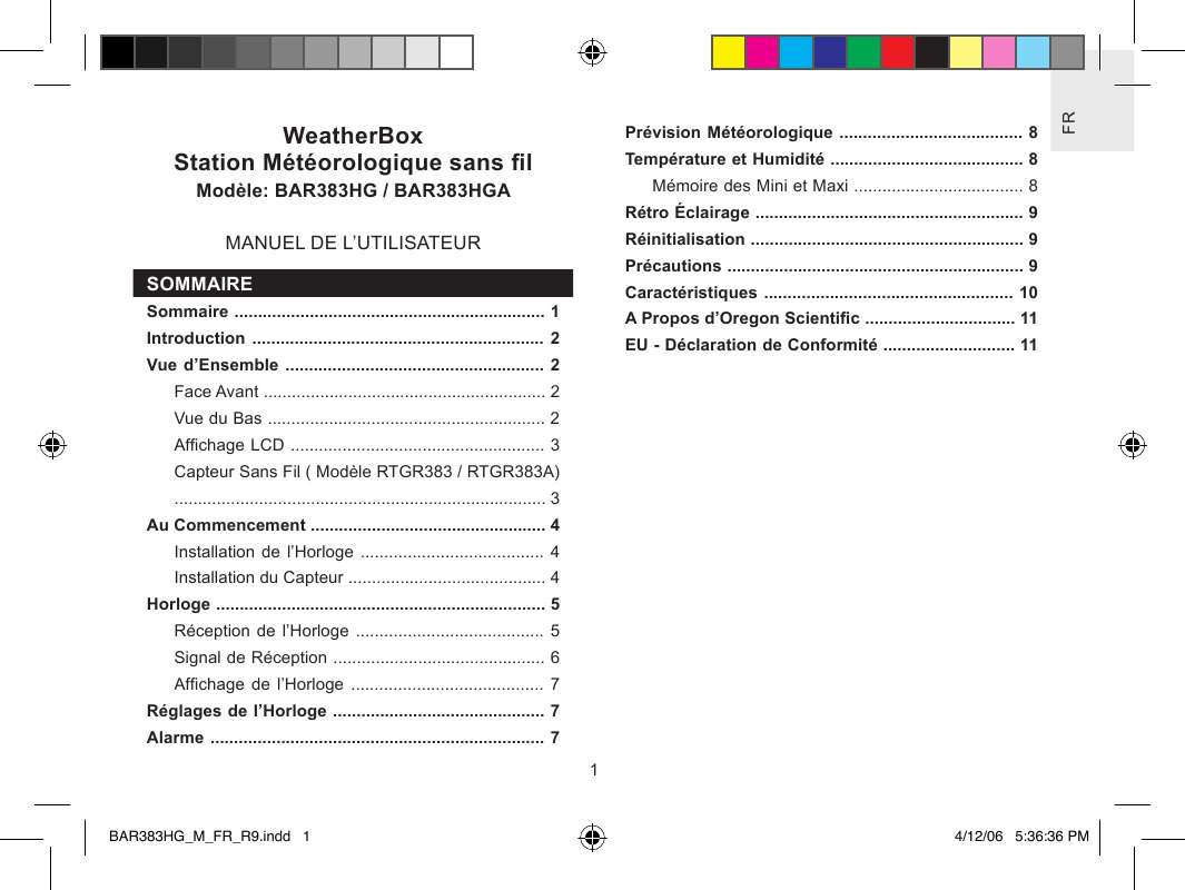 Station Meteo Oregon Scientific Mode D Emploi